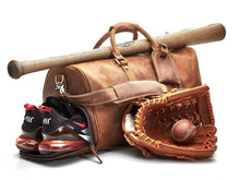 Load image into Gallery viewer, DELUXE TAN LEATHER SPORTS DUFFEL BAG
