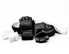 Load image into Gallery viewer, PRO EXECUTIVE BLACK LEATHER MMA GLOVES