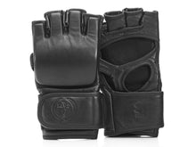 Load image into Gallery viewer, PRO EXECUTIVE BLACK LEATHER MMA GLOVES