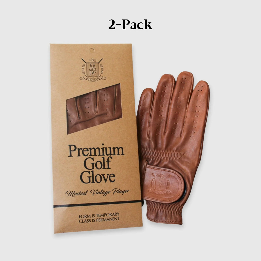 PRO HERITAGE BROWN CABRETTA LEATHER GOLF GLOVES (2 PACK)