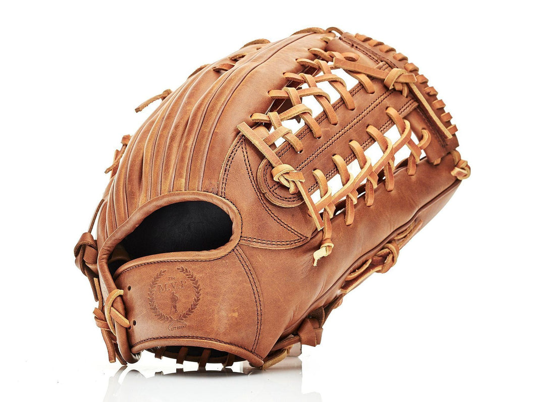 PRO DELUXE TAN LEATHER BASEBALL GLOVE, OUTFIELD