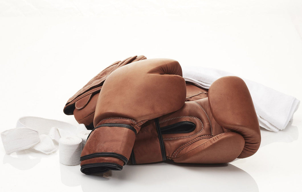 PRO DELUXE TAN LEATHER BOXING GLOVES (STRAP UP)14oz