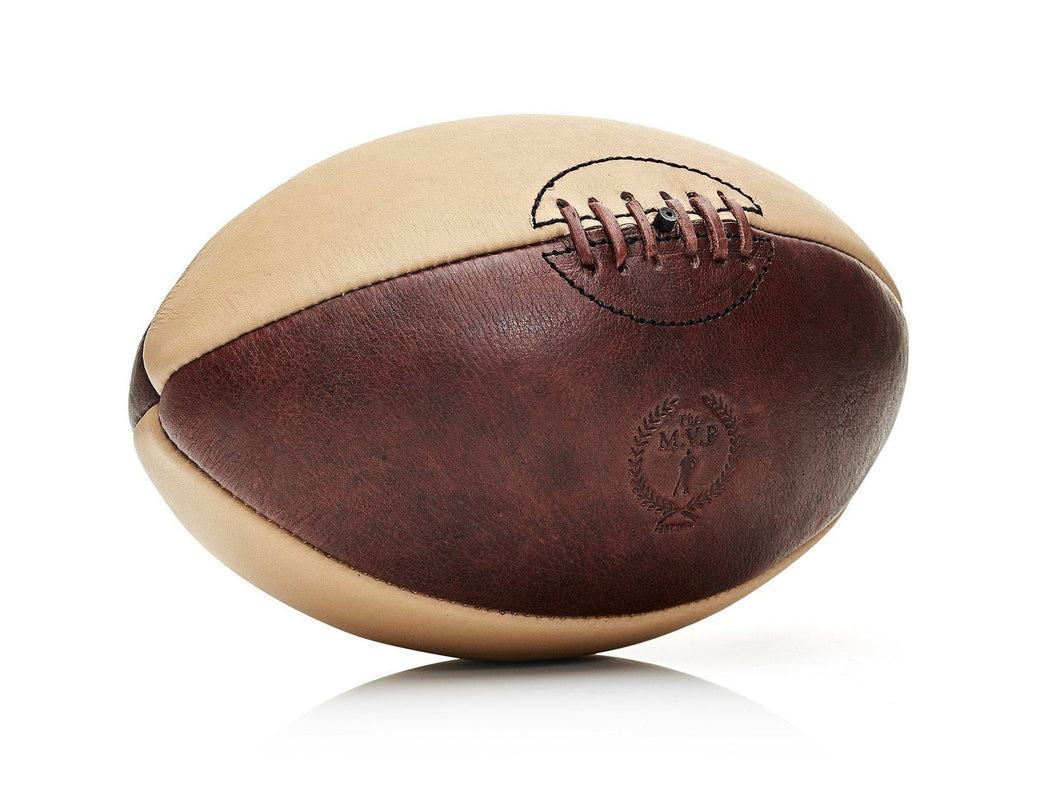 RETRO BROWN / CREAM LEATHER RUGBY BALL
